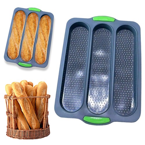 3slot baguette pan silicone - pan,